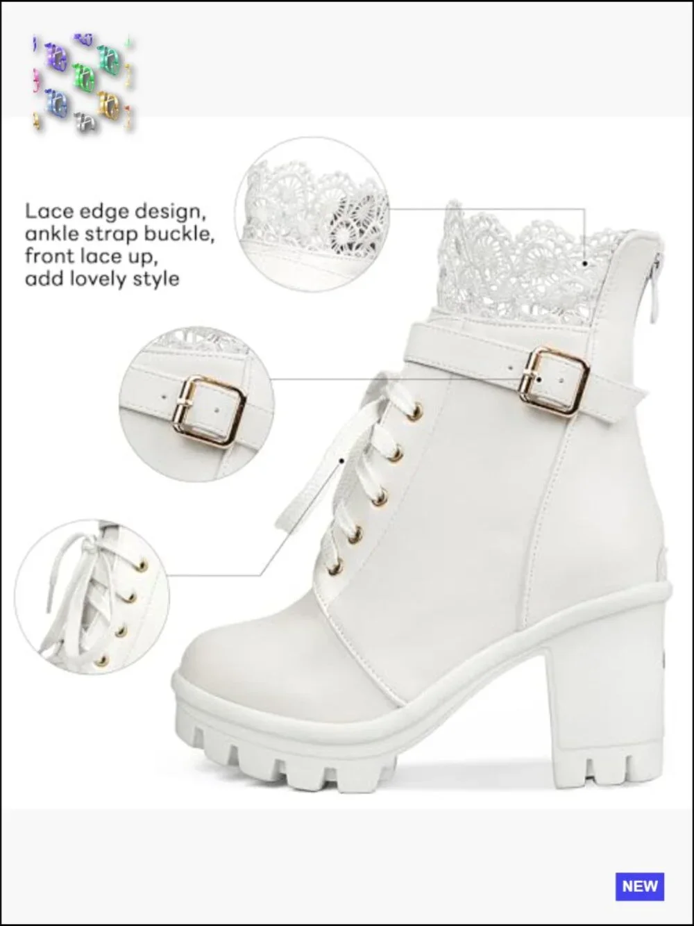 Chunky Platform High Heel Boots Lace Up Gothic Ankle Booties Block Heel Buckle